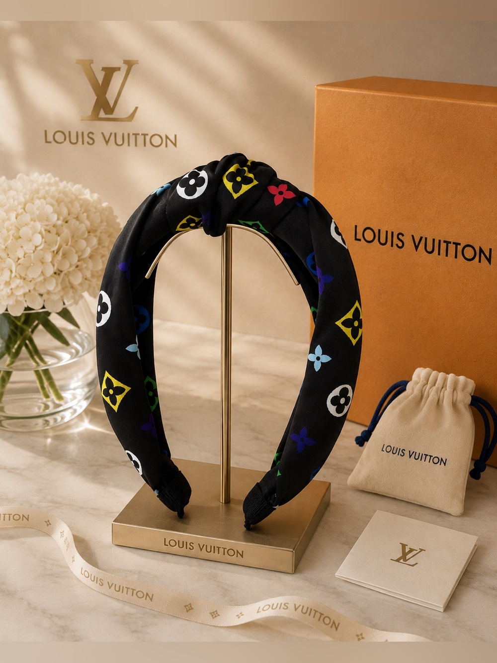 Black monogram fashion luxury headband